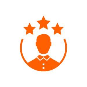 customer profile picture icon with three stars above head