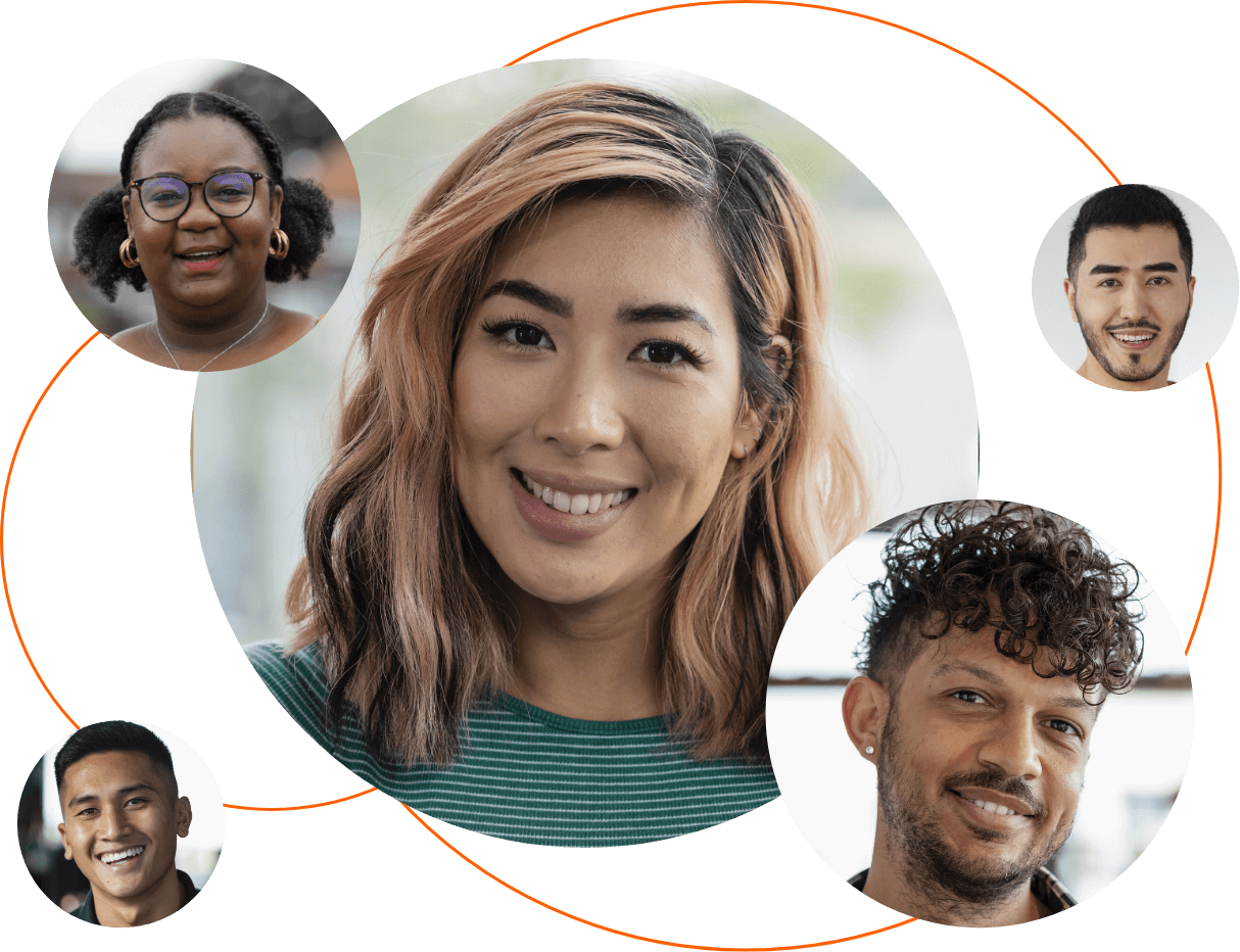 Collage of you diverse group of male and female headshots